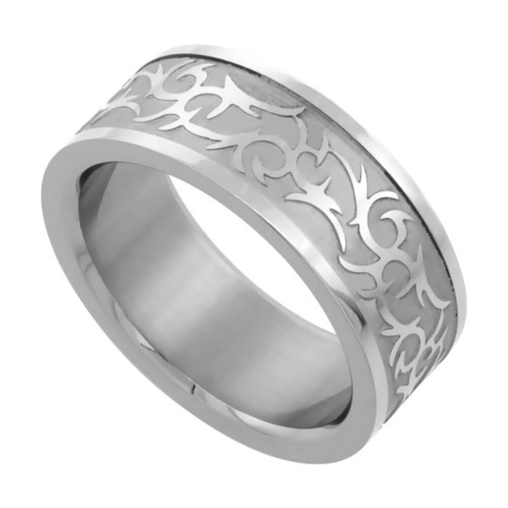 Surgical Stainless Steel 9mm Wedding Band Ring 3 Stripes Comfort Fit sizes 7-14